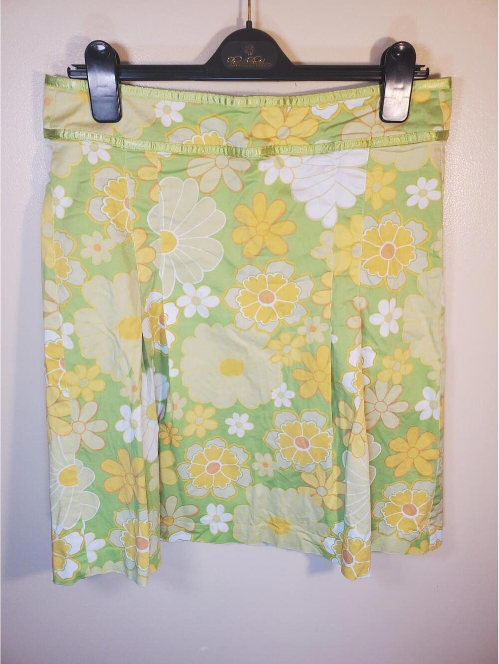 Trixie + Lulu Floral Cotton Blend A-Line Reverse Pleat Skirt Women's Size  14
